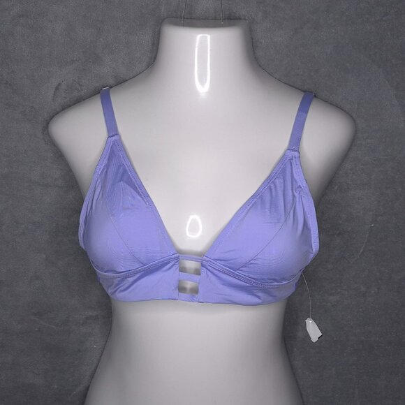 Lucky Brand Womens Triangle Bikini Top Large Lavender Adjustable Straps - Picture 1 of 3